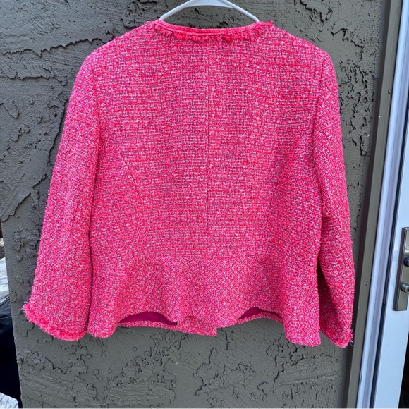 Talbots Vibrant Pink Tweed Jacket Button Front Size 14 - Picture 7 of 13